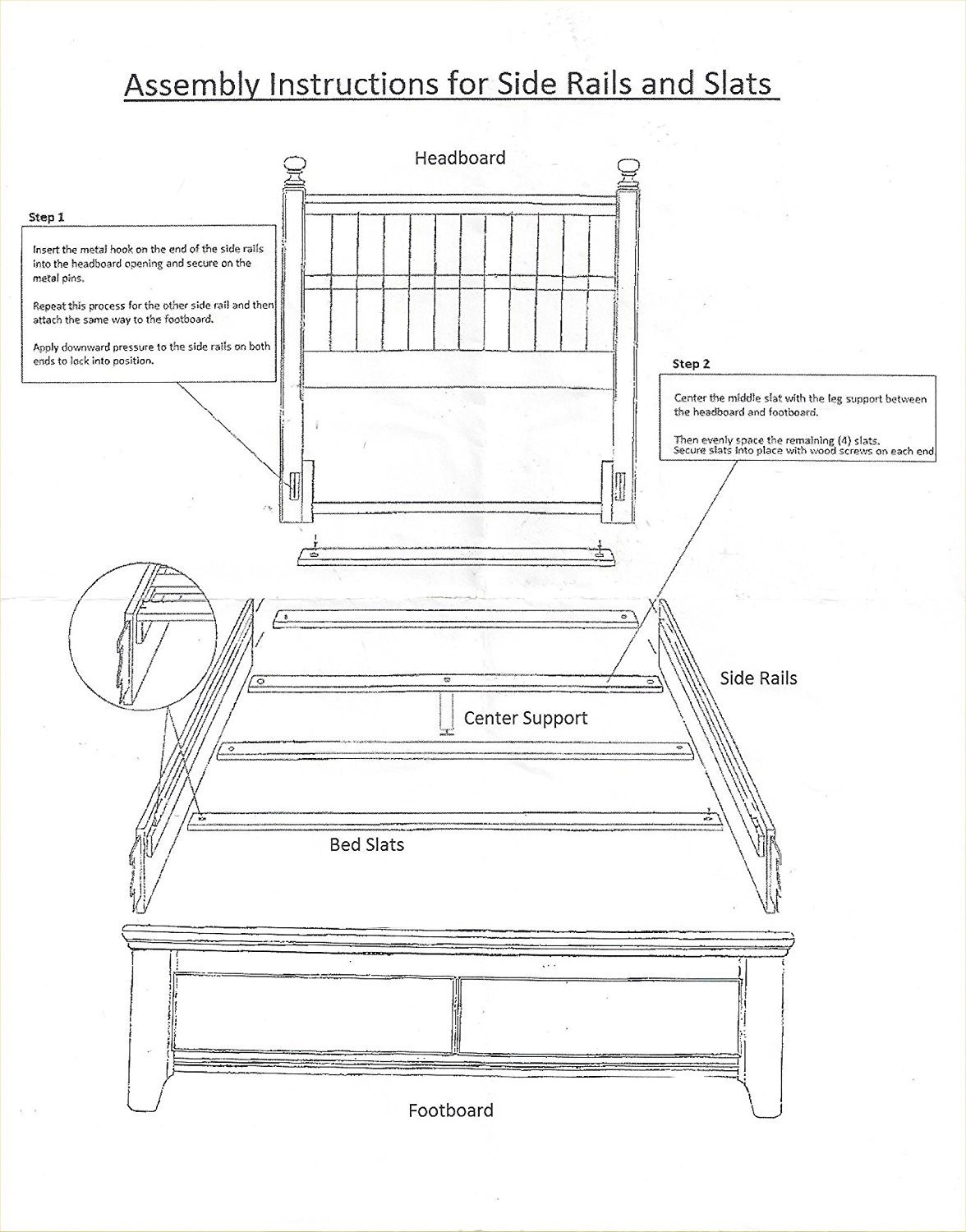 Bed rails clearance and slats