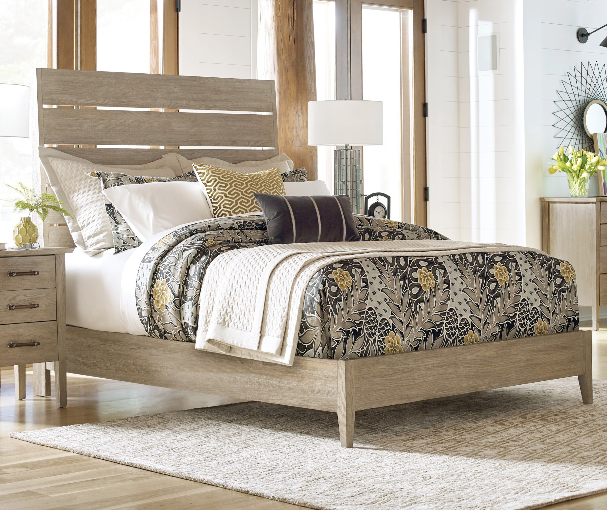 Incline Oak Cal King Low Footboard Bed - Symmetry Bedroom ...