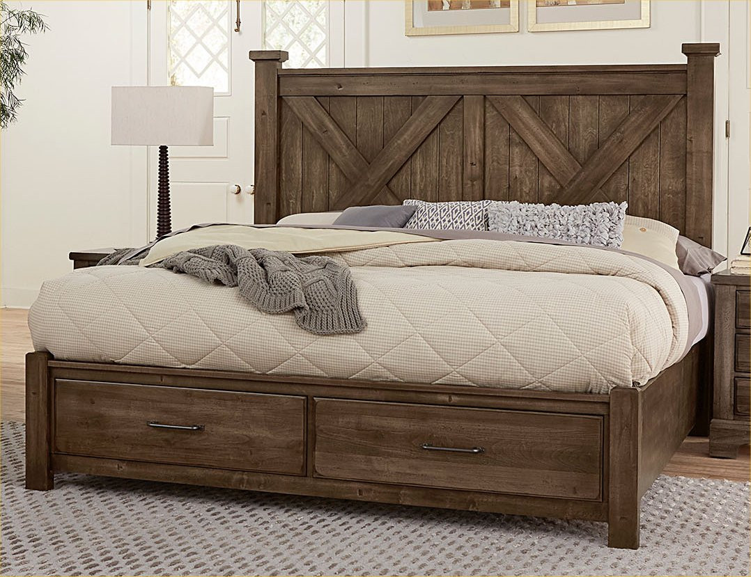 Cal King X Bed W/ Storage Footboard