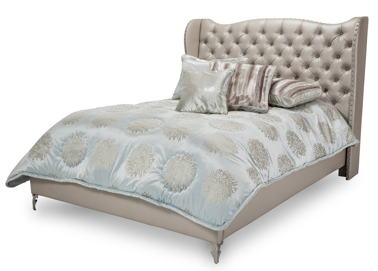 King Upholstered Platform Bed-Frost