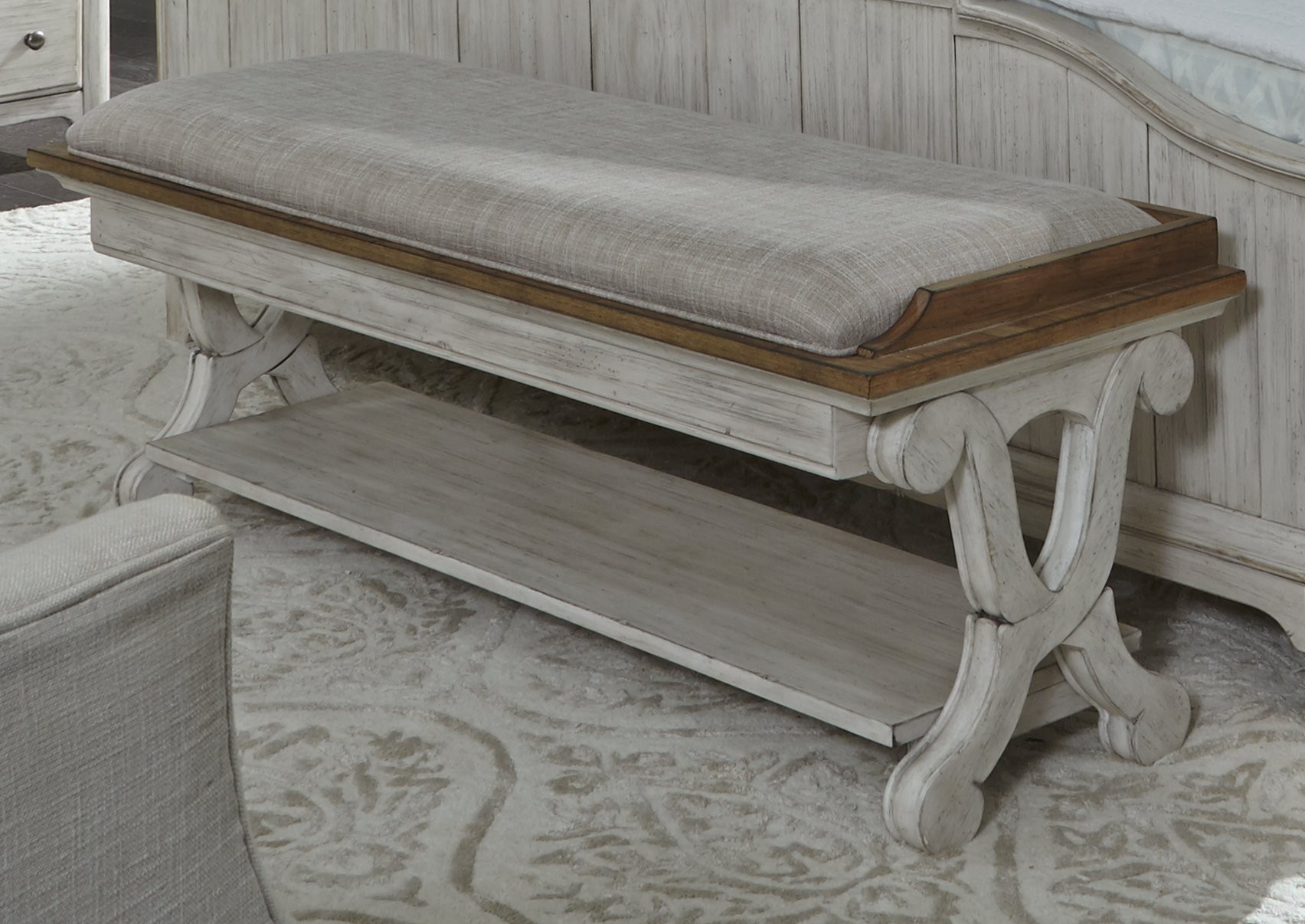 Farmhouse reimagined antique 2024 white bed bench