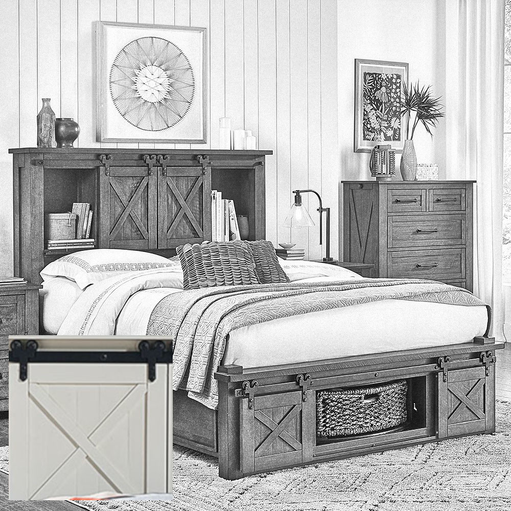 Cal King Storage Headboard W/ Rotating Storage Bed