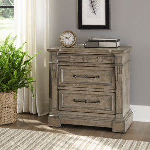 Three Drawer Nightstand with Charging Station