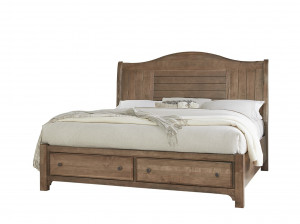 Queen Sleigh Bed with storage footboard