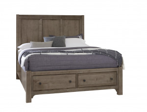 Queen Panel Bed with Storage Footboard