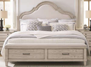 Cal King Upholstered Panel Storage Bed