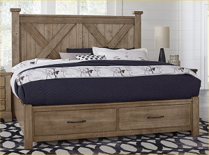 Cal King X Bed W/ Storage Footboard