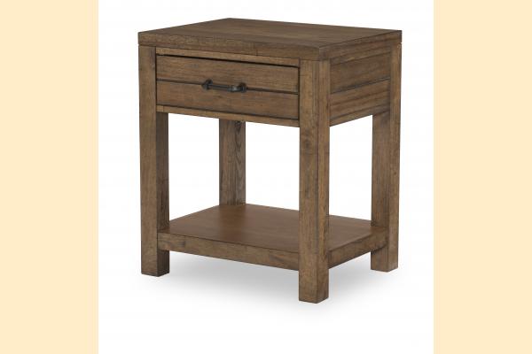 Legacy Kids Summer Camp- Tree House Brown Open Night Stand (1 Drawer, Open Shelf, Motion Light & USB Kit)