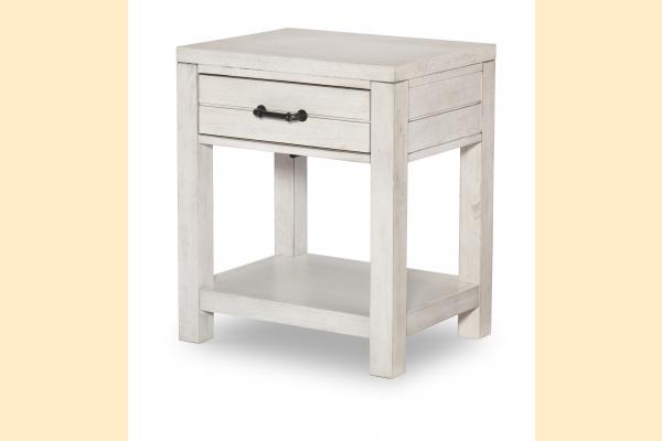 Legacy Kids Summer Camp- Stone Path White Open Night Stand (1 Drawer, Open Shelf, Motion Light & USB Kit)
