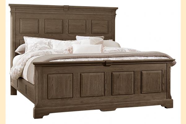 Vaughan Bassett Solids A&P Heritage-Cobblestone Oak Queen Mansion Bed with Decorative Side Rails