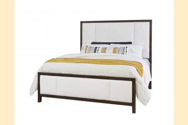 Vaughan Bassett Solids A&P Crafted Cherry - Dark King Erin's Upholstered Bed - White Fabric