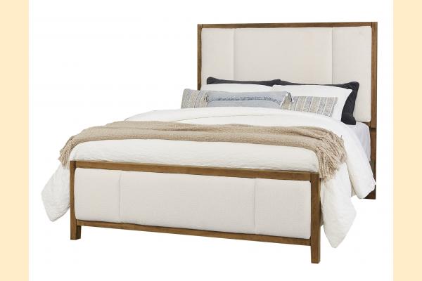 Vaughan Bassett Solids A&P Crafted Cherry - Medium Cal King Erin's Upholstered Bed - White Fab