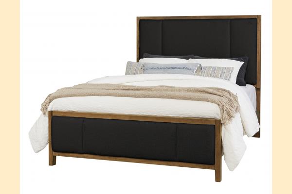 Vaughan Bassett Solids A&P Crafted Cherry - Medium Cal King Erin's Upholstered Bed - Black Fab