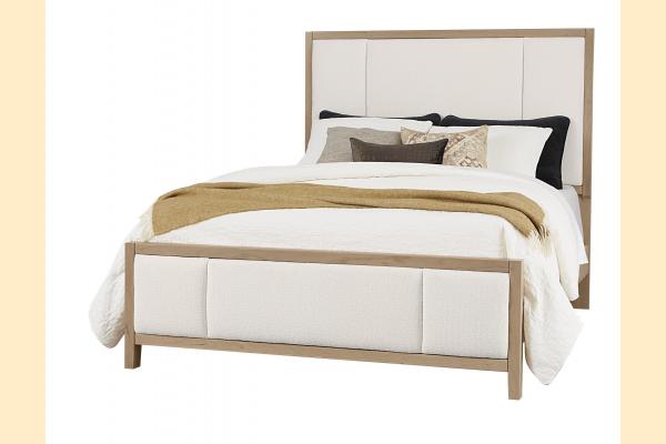 Vaughan Bassett Solids A&P Crafted Cherry - Bleached King Erin's Upholstered Bed - White Fab