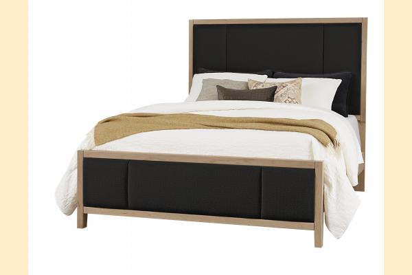 Vaughan Bassett Solids A&P Crafted Cherry - Bleached King Erin's Upholstered Bed - Black Fab
