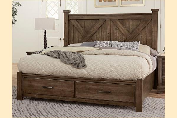 VB Artisan & Post  Cool Rustic-Mink Queen X Bed W/ Storage Footboard