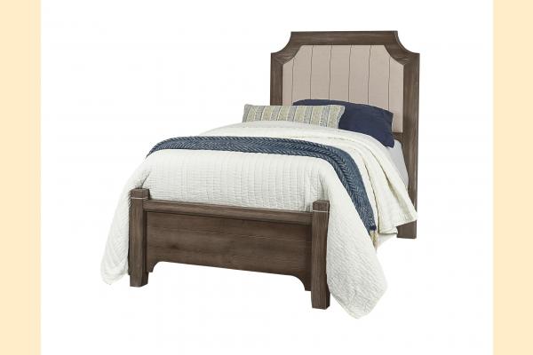 Vaughan Bassett Folkstone - Bungalow Twin Upholstered Bed W/ Low Profile Footboard