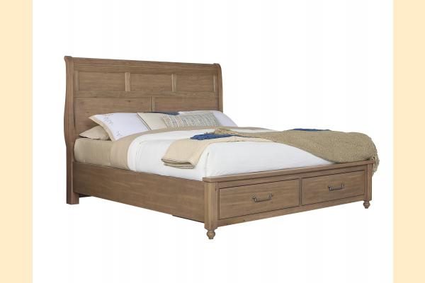 Vaughan Bassett Vista- Natural Oak Queen Sleigh Storage Bed
