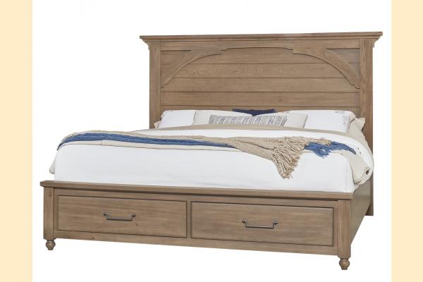 Vaughan Bassett Vista- Natural Oak Queen Mansion Storage Bed