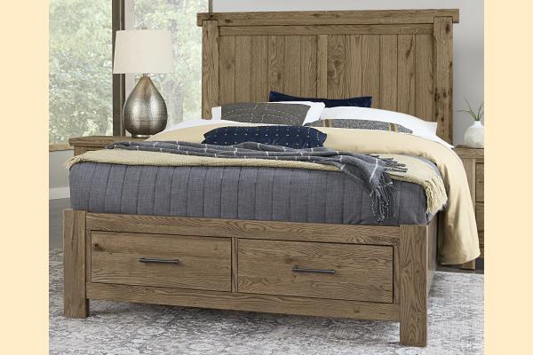 Vaughan Bassett Yellowstone - Chestnut Natural Queen American Dovetail Storage Bed