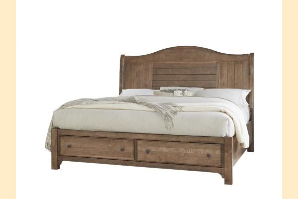 Vaughan Bassett Cool Farmhouse- Natural Queen Sleigh Bed with storage footboard