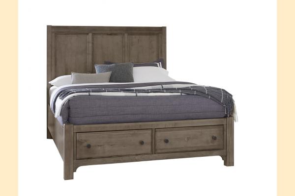 Vaughan Bassett Cool Farmhouse- Grey Queen Panel Bed with Storage Footboard