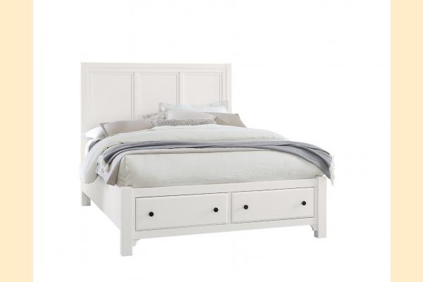 Vaughan Bassett Cool Farmhouse- Soft White Queen Panel Bed with storage footboard