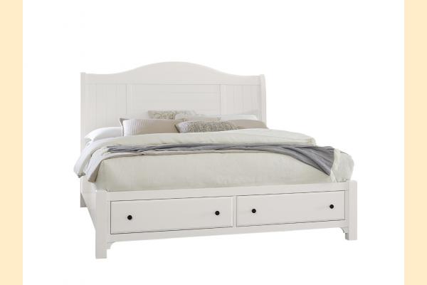 Vaughan Bassett Cool Farmhouse- Soft White Queen Sleigh Bed with storage footboard
