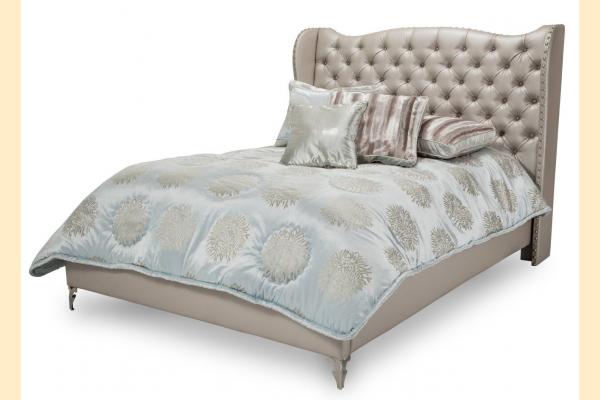 Aico Hollywood Loft King Upholstered Platform Bed-Frost