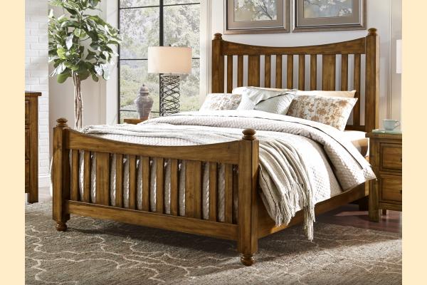 Vaughan Bassett Solids A&P Maple Road-Antique Amish King Slat Poster Bed
