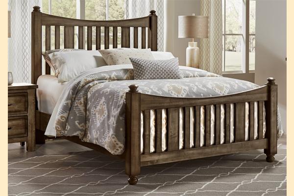 Vaughan Bassett Solids A&P Maple Road-Maple Syrup Queen Slat Poster Bed