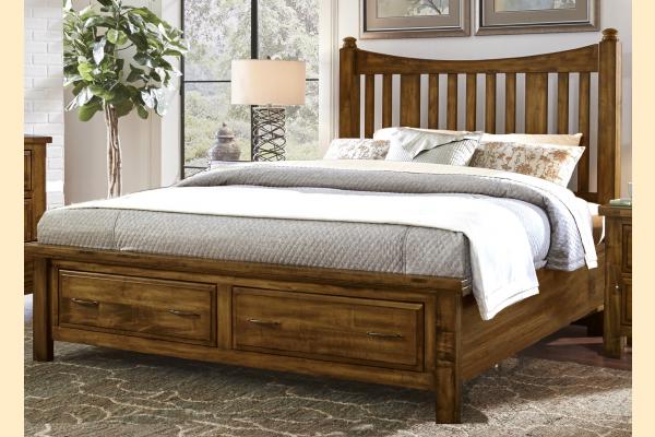 Vaughan Bassett Solids A&P Maple Road-Antique Amish King Slat Poster Storage Bed