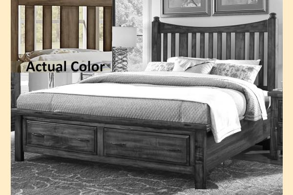 Vaughan Bassett Solids A&P Maple Road-Maple Syrup King Slat Poster Storage Bed