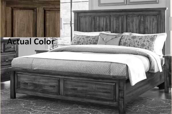 VB Artisan & Post  Maple Road-Weathered White Queen Mansion Storage Bed