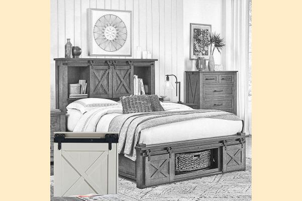 A-America Sun Valley White Cal King Storage Headboard W/ Rotating Storage Bed