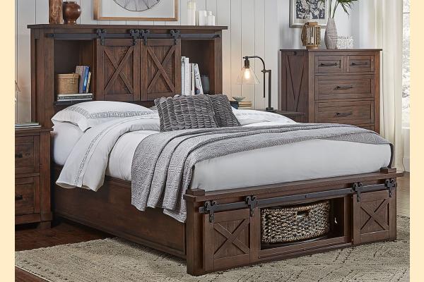 A-America Sun Valley Rustic Timber Cal King Storage Headboard W/ Rotating Storage Bed