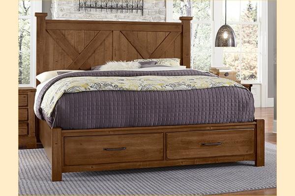 VB Artisan & Post  Cool Rustic-Amber Queen X Bed W/ Storage Footboard