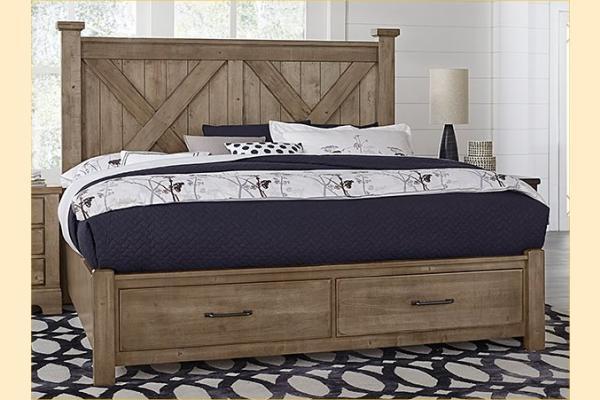 Vaughan Bassett Solids A&P Cool Rustic-Stone Grey Cal King X Bed W/ Storage Footboard