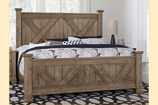 VB Artisan & Post  Cool Rustic-Stone Grey Queen X Bed W/ Matching Footboard