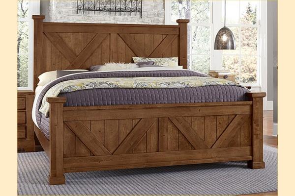 VB Artisan & Post  Cool Rustic-Amber Queen X Bed W/ Matching Footboard