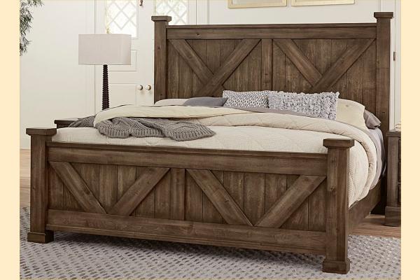 VB Artisan & Post  Cool Rustic-Mink Queen X Bed W/ Matching Footboard